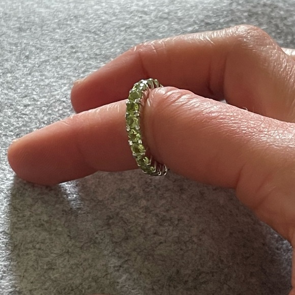 925 Sterling silver eternity ring band, possibly peridot.